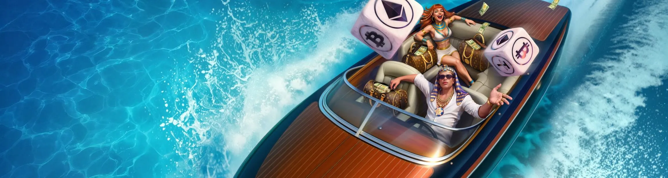 Realz Casino crypto welcome bonus speedboat banner for New Zealand players